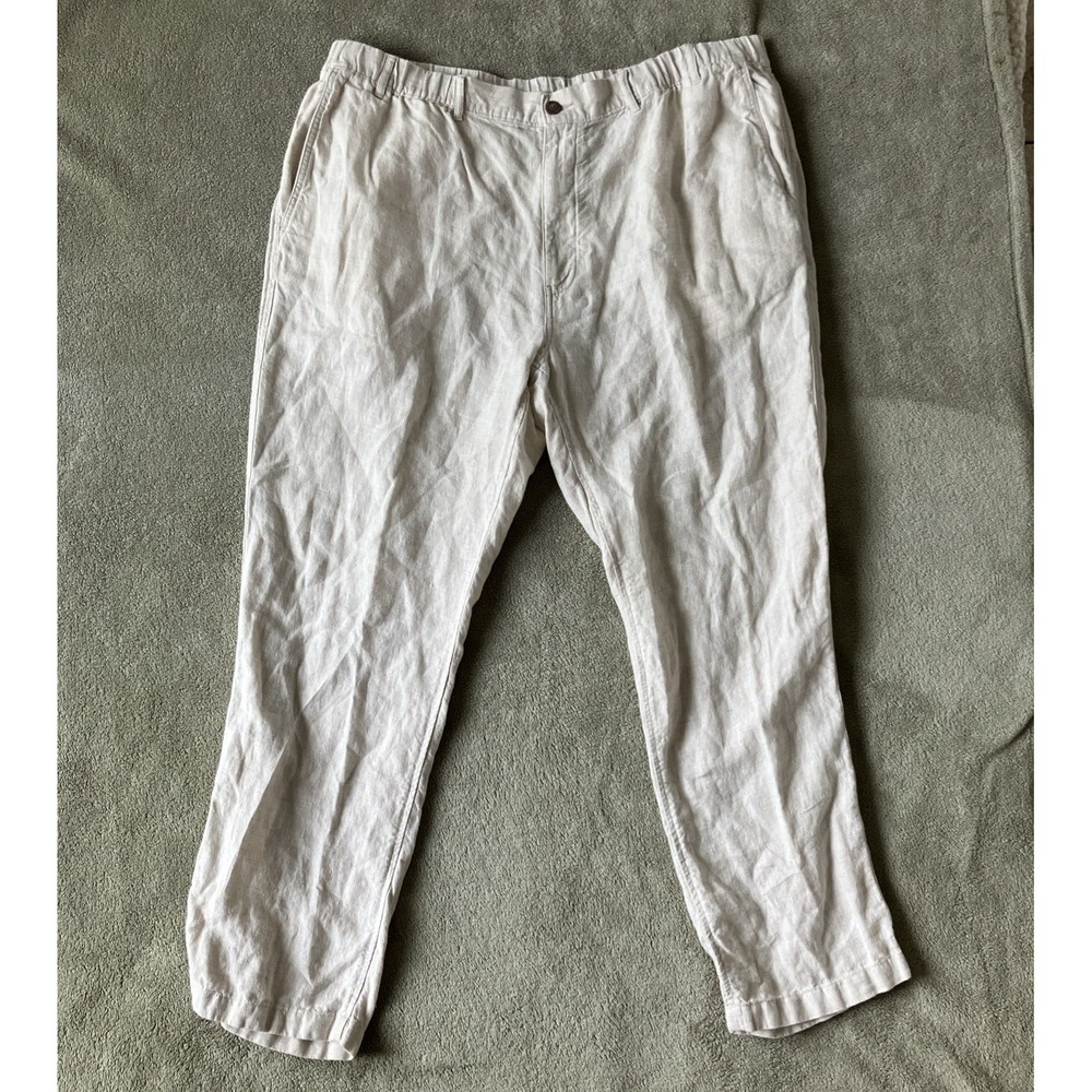 Caribbean Linen Pants Men's 44x32 Ivory Casual Breathable Vacation Wedding